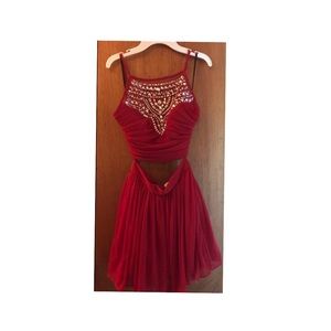 Red two piece dress